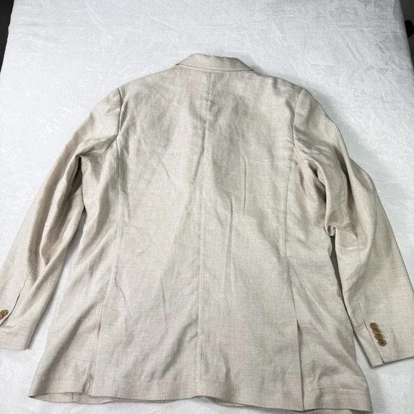 Tommy Bahama Blazer Mens 2XLT Beige Linen Blend Sport Coat Floral Lined Beachy